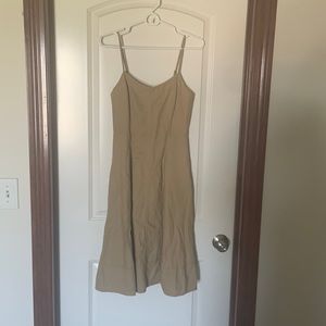 Ann Taylor A Line Spaghetti Strap Khaki Dress
